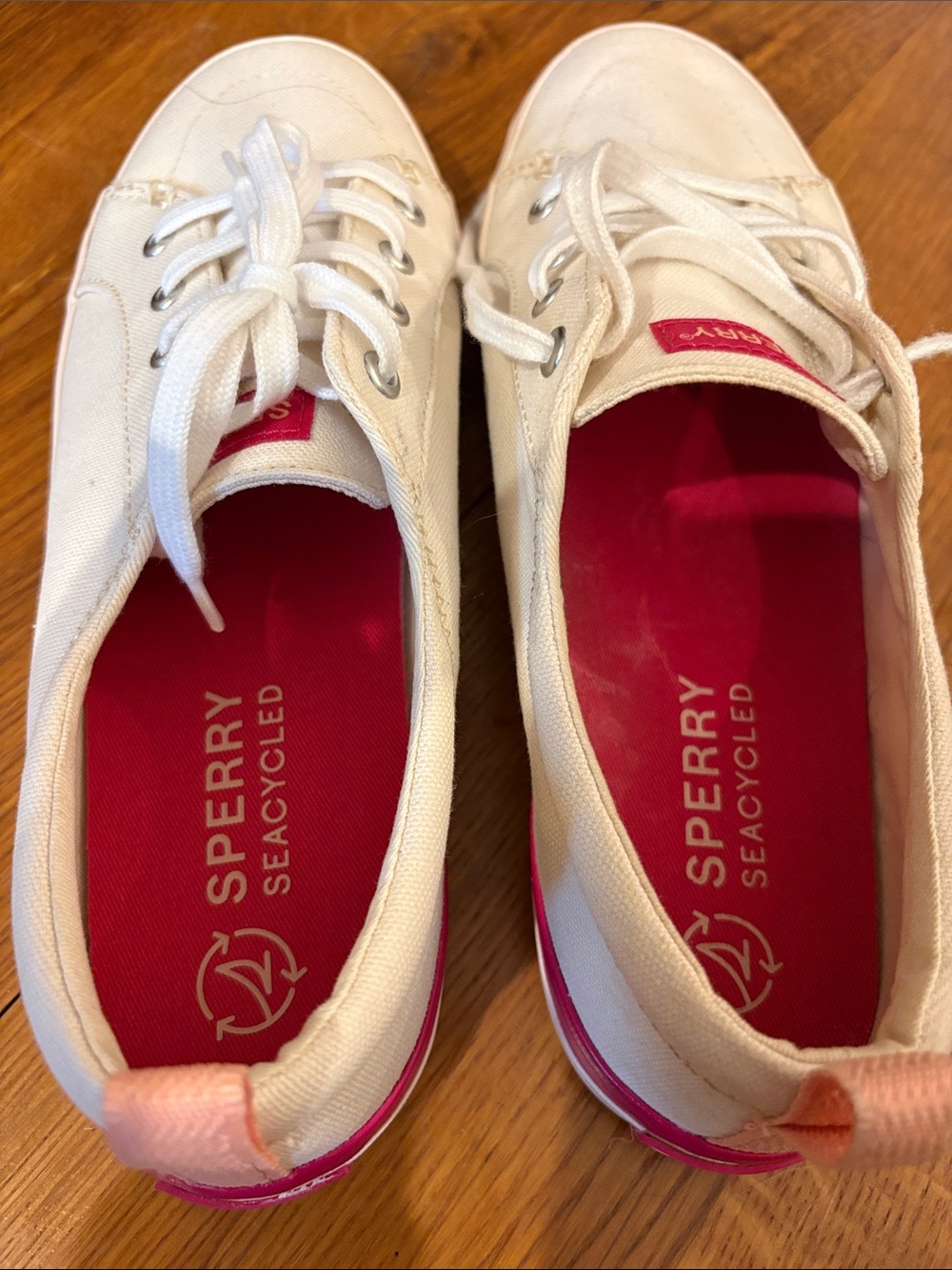 Sperry Crest Vibe Seasonal Canvas Seacycled Sneakers with Pink Insole Size 8.5 - Picture 4 of 6